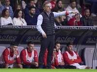 Carlos Carvalhal, Head Coach of SC Braga, reacts during the Liga Portugal Betclic match between SC Braga and Sporting CP at Estadio Municipa...