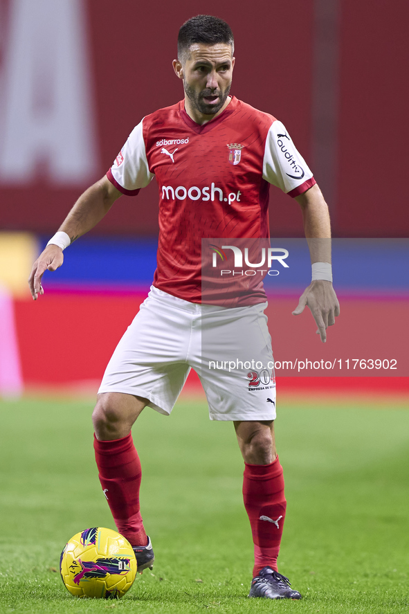 Joao Moutinho of SC Braga is in action during the Liga Portugal Betclic match between SC Braga and Sporting CP at Estadio Municipal de Braga...