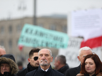 In Warsaw, Poland, on November 10, 2024, activists against the PiS party want to lay their wreath during the monthly celebrations of the Smo...