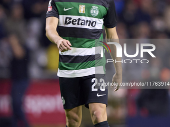 Daniel Braganca of Sporting CP looks on during the Liga Portugal Betclic match between SC Braga and Sporting CP at Estadio Municipal de Brag...