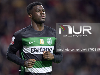 Ousmane Diomande of Sporting CP looks on during the Liga Portugal Betclic match between SC Braga and Sporting CP at Estadio Municipal de Bra...