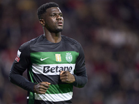 Ousmane Diomande of Sporting CP looks on during the Liga Portugal Betclic match between SC Braga and Sporting CP at Estadio Municipal de Bra...