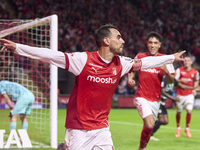 Ricardo Horta of SC Braga celebrates after scoring his team's second goal during the Liga Portugal Betclic match between SC Braga and Sporti...