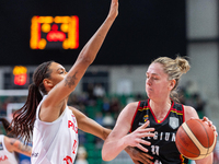 Stephanie Mavung and  Emma Meesseman in action during the FIBA 2025 European Women's Basketball Championship Qualifiers Group C match betwee...