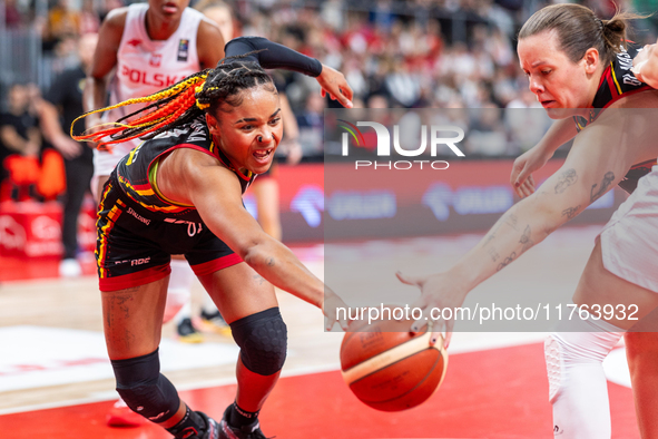 Maxuela Lisowa in action during the FIBA 2025 European Women's Basketball Championship Qualifiers Group C match between Poland and Belgium a...