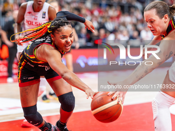 Maxuela Lisowa in action during the FIBA 2025 European Women's Basketball Championship Qualifiers Group C match between Poland and Belgium a...