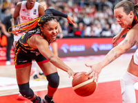 Maxuela Lisowa in action during the FIBA 2025 European Women's Basketball Championship Qualifiers Group C match between Poland and Belgium a...