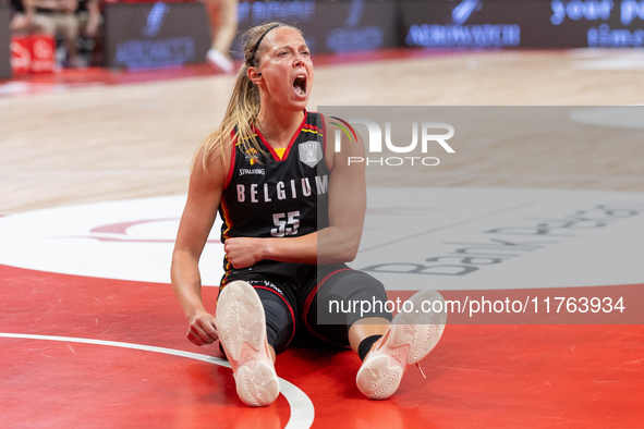 Julie Allemand in action during the FIBA 2025 European Women's Basketball Championship Qualifiers Group C match between Poland and Belgium a...