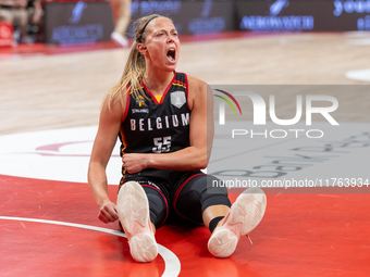 Julie Allemand in action during the FIBA 2025 European Women's Basketball Championship Qualifiers Group C match between Poland and Belgium a...