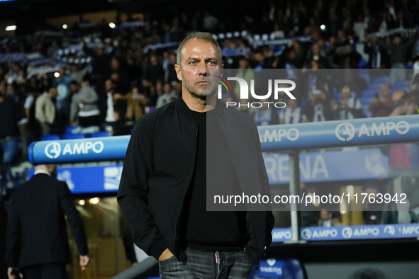 Hansi Flick head coach of Barcelona during the LaLiga match between Real Sociedad and FC Barcelona at Reale Arena on November 10, 2024 in Sa...