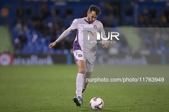 Cristhian Stuani of Girona is in action during the La Liga 2024/25 match between Getafe and Girona at Coliseum Stadium in Madrid, Spain, on...