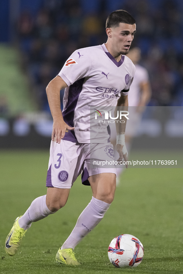 Miguel Gutierrez of Girona is in action during the La Liga 2024/25 match between Getafe and Girona at Coliseum Stadium in Madrid, Spain, on...