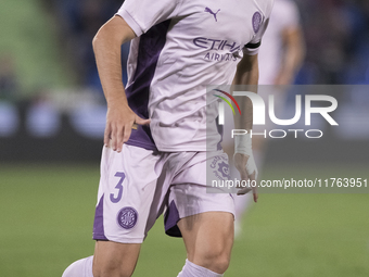 Miguel Gutierrez of Girona is in action during the La Liga 2024/25 match between Getafe and Girona at Coliseum Stadium in Madrid, Spain, on...