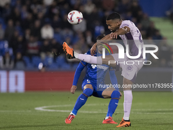 Yangel Herrera of Girona is in action during the La Liga 2024/25 match between Getafe and Girona at Coliseum Stadium in Madrid, Spain, on No...