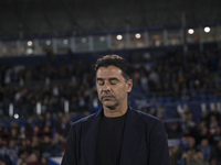 In Madrid, Spain, on November 10, 2024, Girona coach Michel is present during the La Liga 2024/25 match between Getafe and Girona at Coliseu...