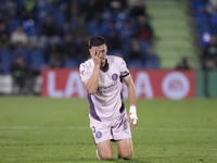 Miguel Gutierrez of Girona reacts to a missed opportunity during the La Liga 2024/25 match between Getafe and Girona at Coliseum Stadium in...