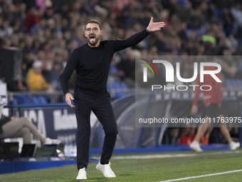 In Madrid, Spain, on November 10, the head coach of Getafe, Jose Bordalas, is present during the La Liga 2024/25 match between Getafe and Gi...