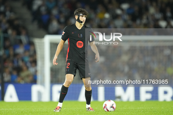 Pau Cubarsi centre-back of Barcelona and Spain during the LaLiga match between Real Sociedad and FC Barcelona at Reale Arena on November 10,...