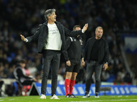 Imanol Alguacil head coach of Real Sociedad reacts during the LaLiga match between Real Sociedad and FC Barcelona at Reale Arena on November...