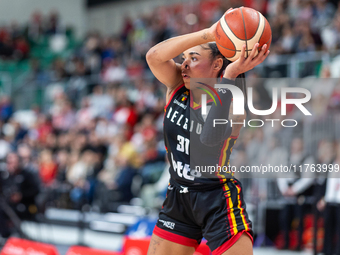 Maxuela Lisowa in action during the FIBA 2025 European Women's Basketball Championship Qualifiers Group C match between Poland and Belgium a...