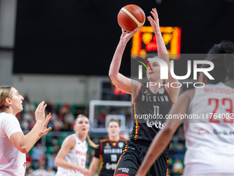 Emma Meesseman in action during the FIBA 2025 European Women's Basketball Championship Qualifiers Group C match between Poland and Belgium a...