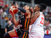 Maxuela Lisowa and Stephanie Mavunga in action during the FIBA 2025 European Women's Basketball Championship Qualifiers Group C match betwee...