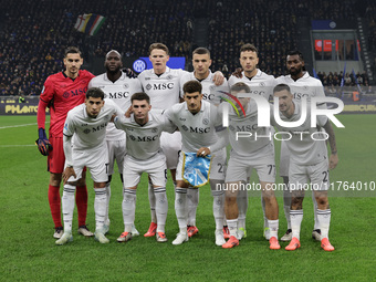 The Napoli team plays during the Serie A 2024-2025 match between Inter and Napoli in Milano, Italy, on November 10, 2024. (