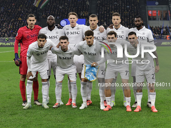 The Napoli team plays during the Serie A 2024-2025 match between Inter and Napoli in Milano, Italy, on November 10, 2024. (