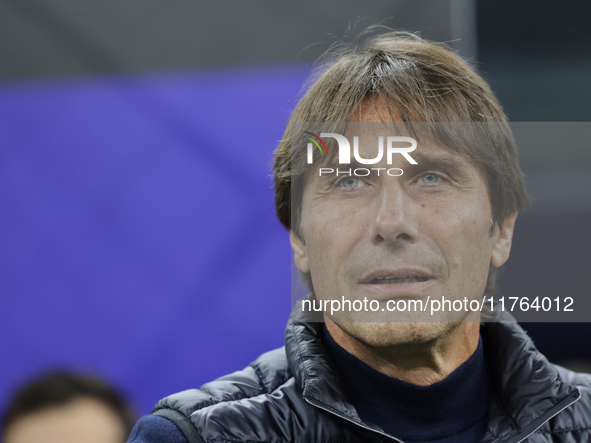 Antonio Conte is present during the Serie A 2024-2025 match between Inter and Napoli in Milano, Italy, on November 10, 2024. 