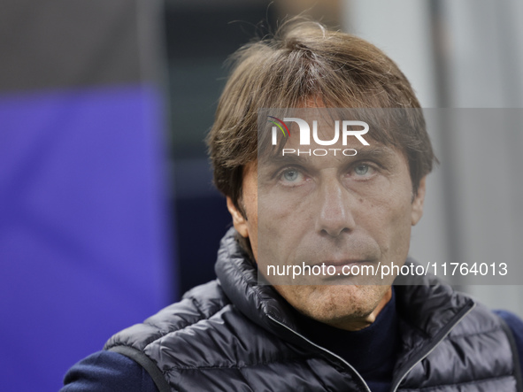 Antonio Conte is present during the Serie A 2024-2025 match between Inter and Napoli in Milano, Italy, on November 10, 2024. 