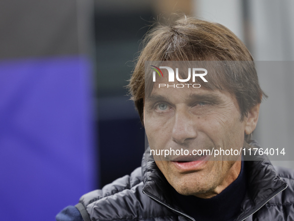 Antonio Conte is present during the Serie A 2024-2025 match between Inter and Napoli in Milano, Italy, on November 10, 2024. 