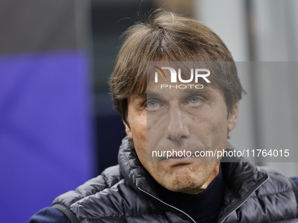 Antonio Conte is present during the Serie A 2024-2025 match between Inter and Napoli in Milano, Italy, on November 10, 2024. 