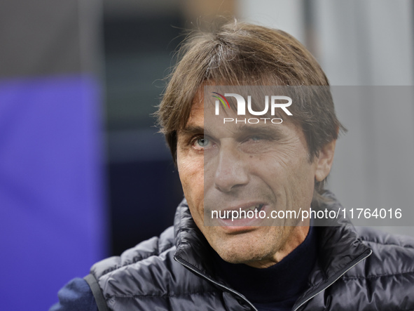 Antonio Conte is present during the Serie A 2024-2025 match between Inter and Napoli in Milano, Italy, on November 10, 2024. 