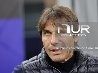 Antonio Conte is present during the Serie A 2024-2025 match between Inter and Napoli in Milano, Italy, on November 10, 2024. (