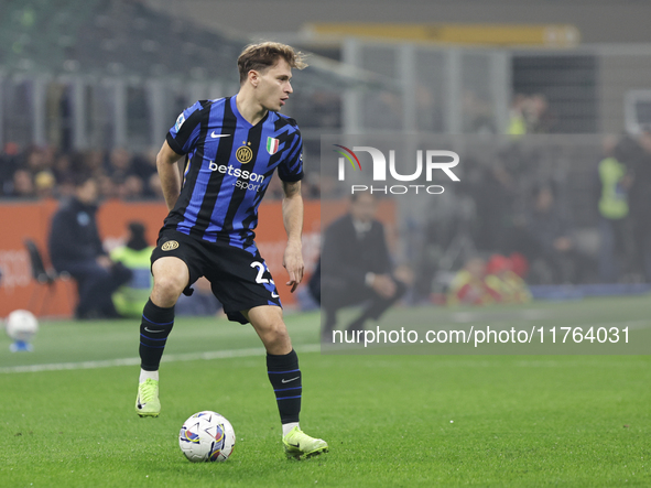 Nicolo Barella participates in the Serie A 2024-2025 match between Inter and Napoli in Milano, Italy, on November 10, 2024. 