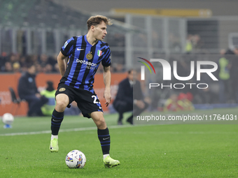 Nicolo Barella participates in the Serie A 2024-2025 match between Inter and Napoli in Milano, Italy, on November 10, 2024. (