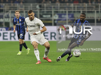 Alessandro Buongiorno participates in the Serie A 2024-2025 match between Inter and Napoli in Milano, Italy, on November 10, 2024. (