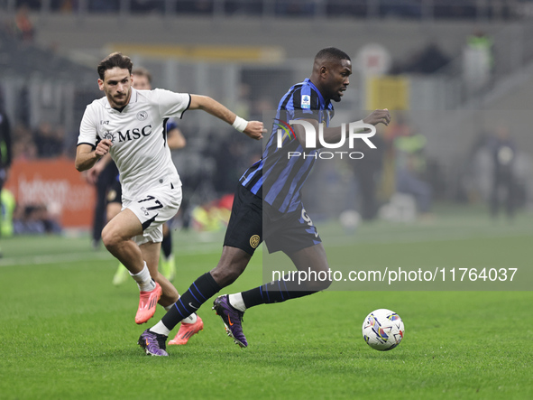 Marcus Thuram participates in the Serie A 2024-2025 match between Inter and Napoli in Milano, Italy, on November 10, 2024. 