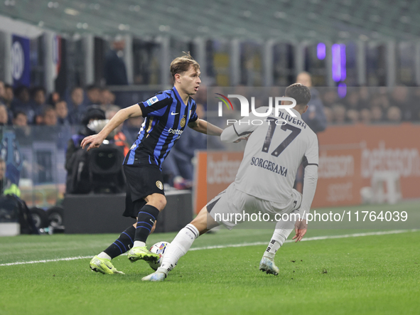 Nicolo Barella participates in the Serie A 2024-2025 match between Inter and Napoli in Milano, Italy, on November 10, 2024. 