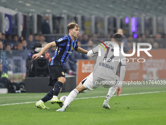 Nicolo Barella participates in the Serie A 2024-2025 match between Inter and Napoli in Milano, Italy, on November 10, 2024. (