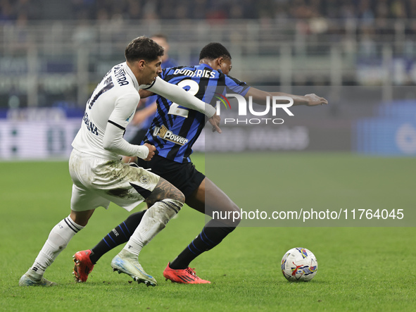 Denzel Dumfries participates in the Serie A 2024-2025 match between Inter and Napoli in Milano, Italy, on November 10, 2024. 