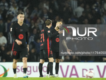 Inigo Martinez centre-back of Barcelona and Spain after Real Sociedad goal during the LaLiga match between Real Sociedad and FC Barcelona at...