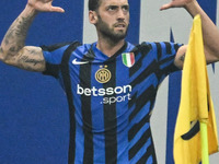 Hakan Calhanoglu of Inter FC celebrates after a goal during the Italian Serie A football match between Inter FC and SSC Napoli at Giuseppe M...