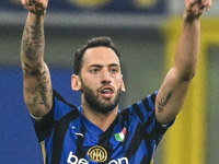 Hakan Calhanoglu of Inter FC celebrates after a goal during the Italian Serie A football match between Inter FC and SSC Napoli at Giuseppe M...