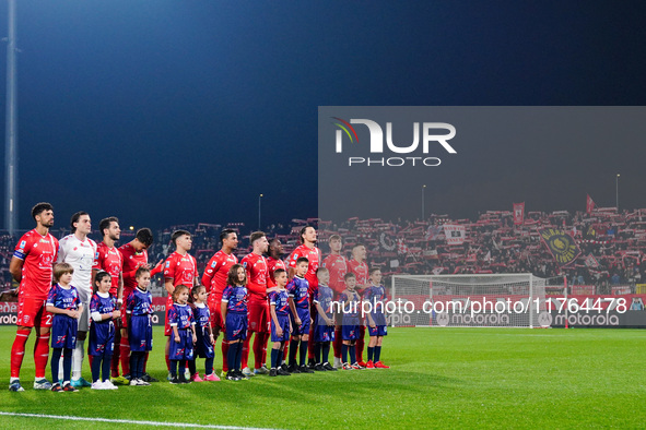 The AC Monza lineup during the Italian championship Serie A football match between AC Monza and SS Lazio in Monza, Italy, on November 10, 20...