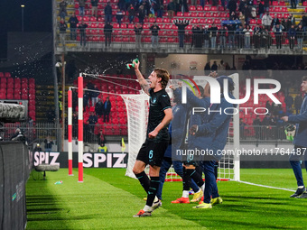 The team (SS Lazio) celebrates the win during the Italian championship Serie A football match between AC Monza and SS Lazio in Monza, Italy,...