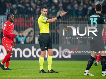 Andrea Colombo (Referee) officiates the Italian championship Serie A football match between AC Monza and SS Lazio at U-Power Stadium in Monz...