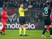 Andrea Colombo (Referee) officiates the Italian championship Serie A football match between AC Monza and SS Lazio at U-Power Stadium in Monz...