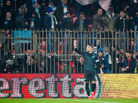 Mattia Zaccagni (SS Lazio) celebrates the goal during the Italian championship Serie A football match between AC Monza and SS Lazio in Monza...