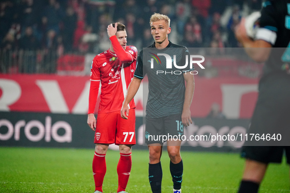 Gustav Isaksen (SS Lazio) participates in the Italian championship Serie A football match between AC Monza and SS Lazio at U-Power Stadium i...